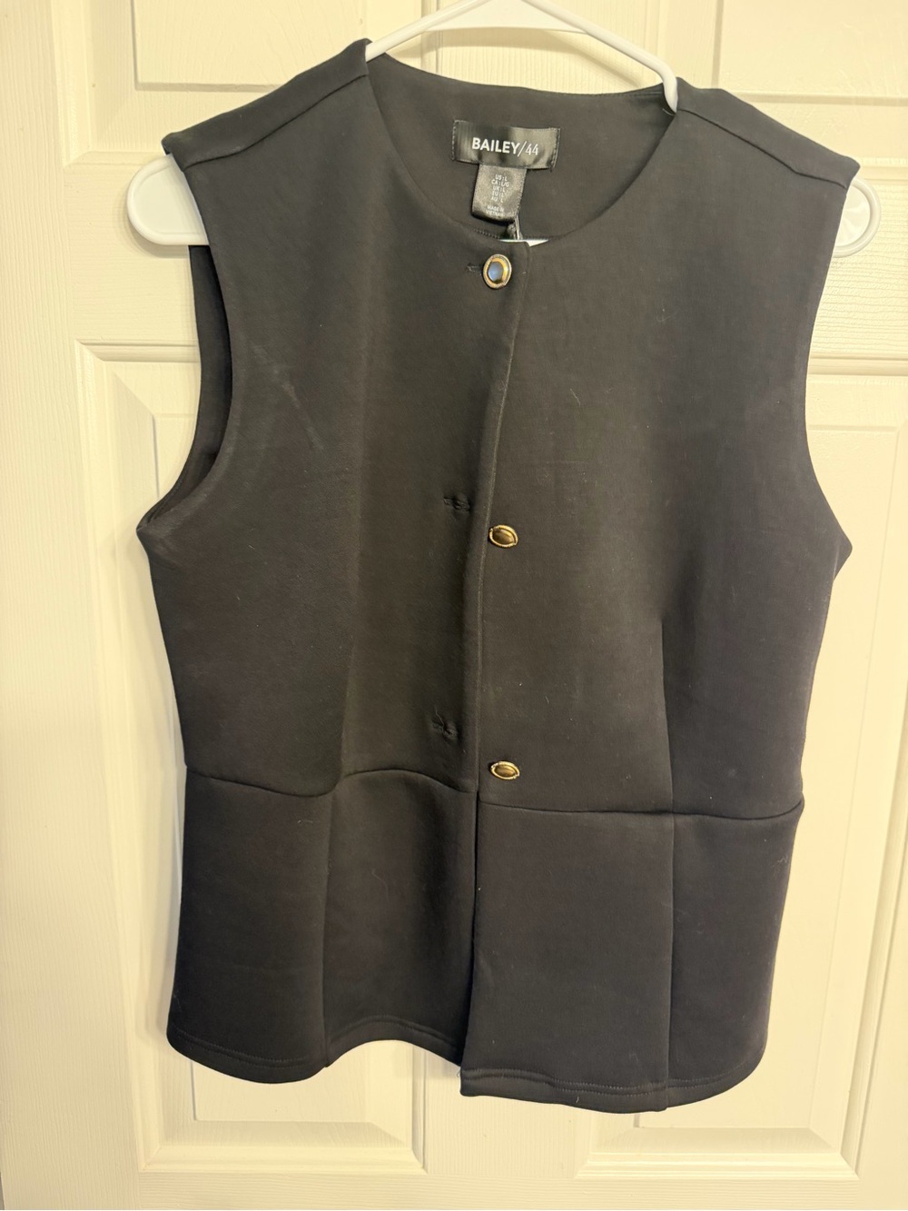 Bailey 44 Black Sleeveless Gold-Button Vest
